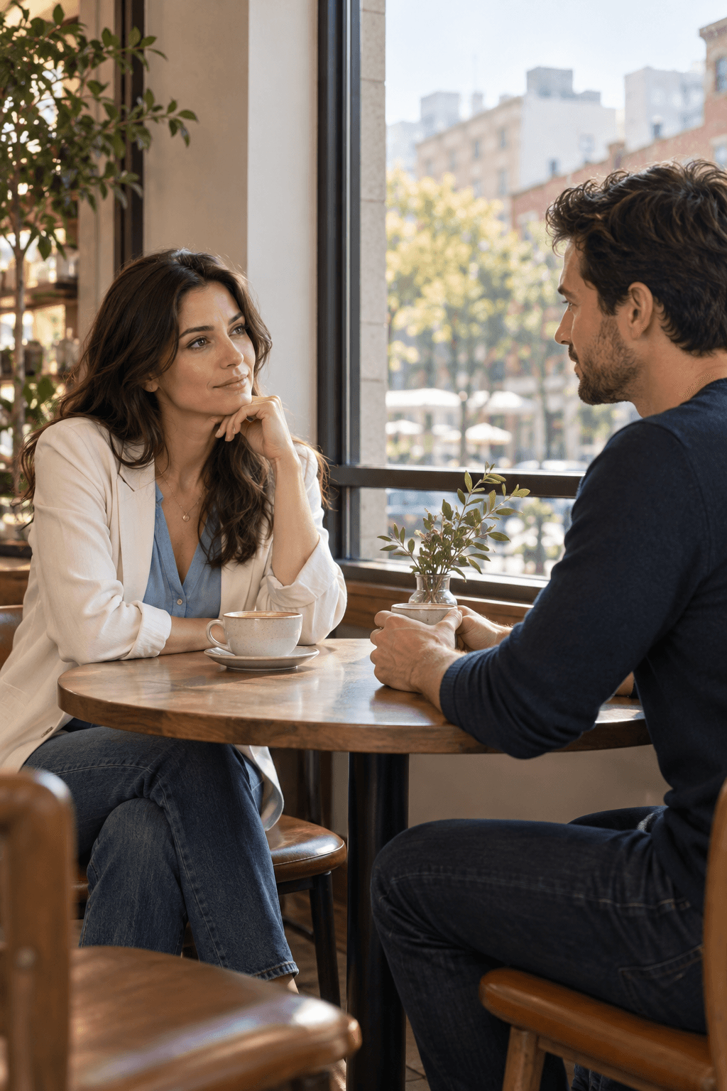 A former couple discussing whether friendship after their breakup is emotionally honest