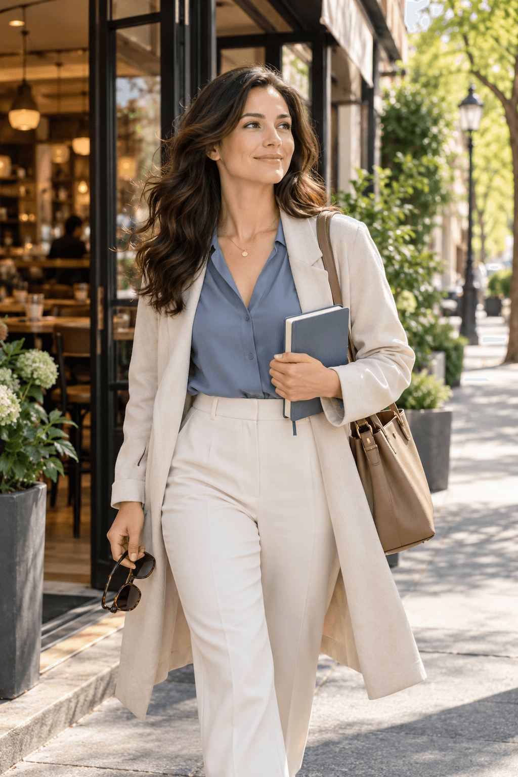 A peaceful woman walking forward after accepting that her ex has moved on