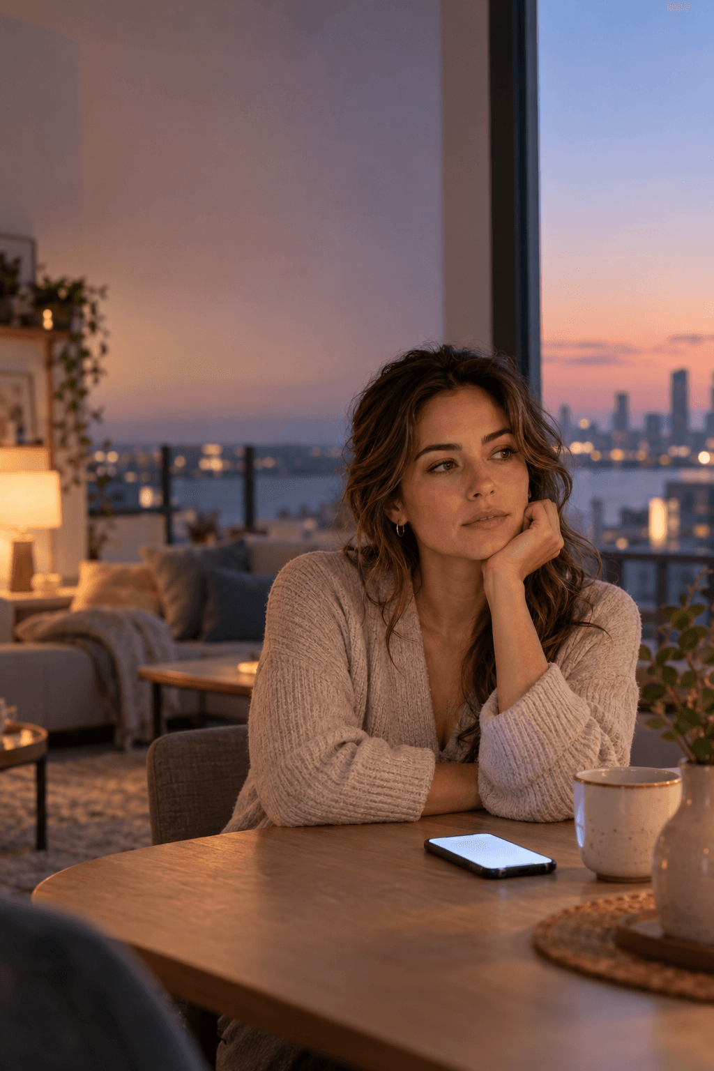 A thoughtful woman choosing not to chase another message from her ex
