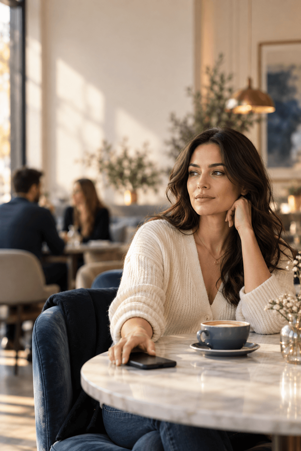 A composed woman choosing not to react impulsively after hearing that her ex is talking badly about her
