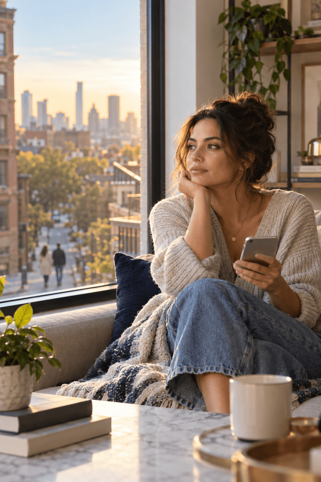 A thoughtful woman deciding not to search for more clues about her former partner's private life